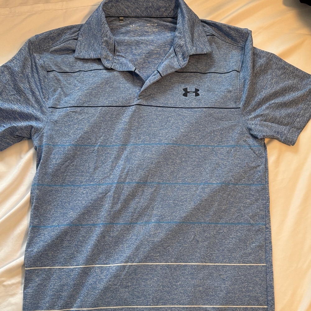 Under Armour Men's Heathered Blue Heatgear Polo